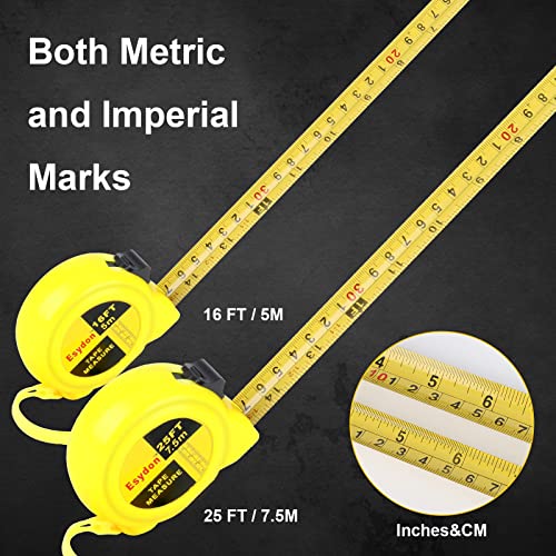 2-Pack Retractable Tape Measure 25ft/16ft