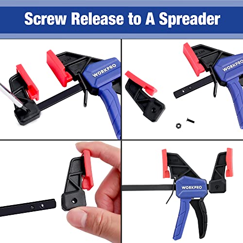 WORKPRO 6" Mini One-Handed Woodworking Clamps - 2PC