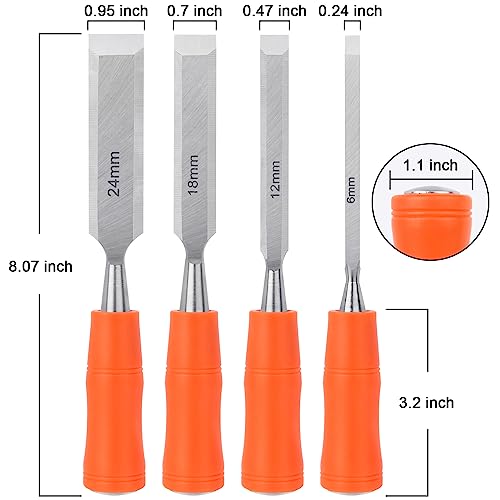 4-Piece Wood Chisel Set with Ergonomic Handles