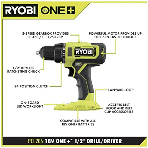 RYOBI 18V ONE+ Cordless 1/2-inch Drill/Driver