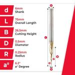 Amana Tool 6.2° Tapered Ball Nose Router Bit