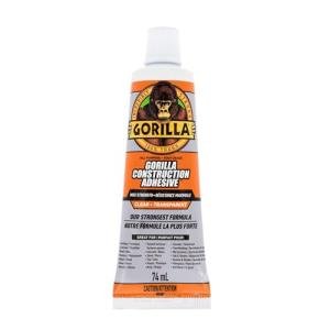 Gorilla Max Strength Clear Construction Adhesive, 2.5 oz