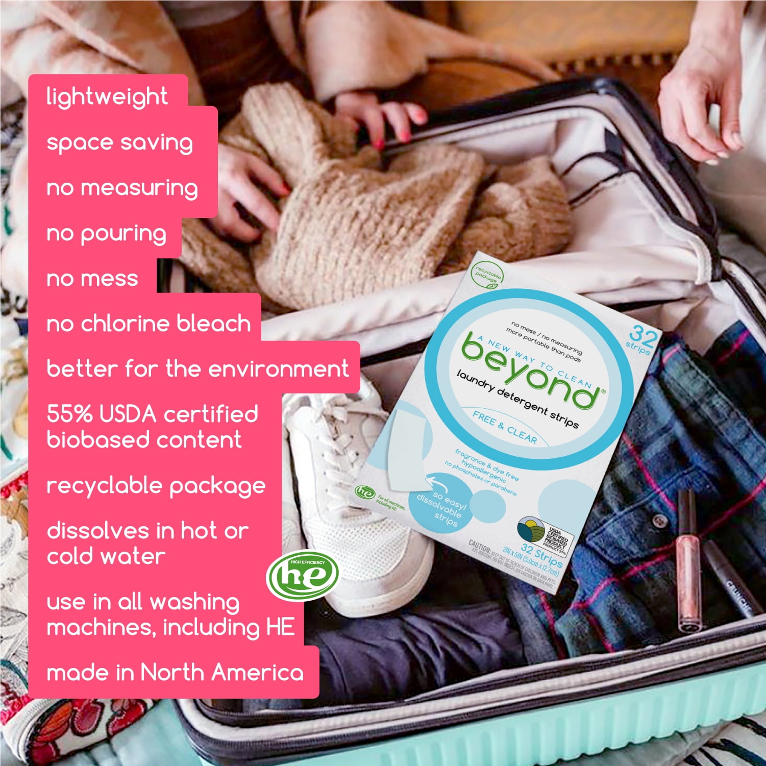 Plastic-Free Eco Laundry Detergent Sheets - 32 Count