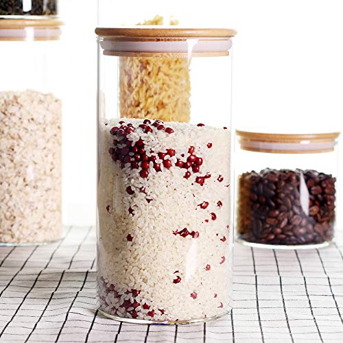 5 Stackable Glass Storage Containers with Bamboo Lids