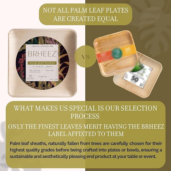 Sustainable Bamboo-Look Disposable Plates, 100-Pack