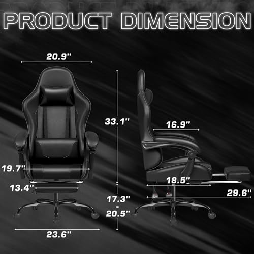 Homall Black Gaming Chair - Faux Leather Comfort