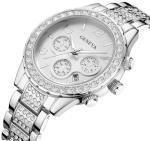 Crystal Diamond Quartz Watch in Rose Gold/Silver