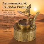 Vintage Marine Sundial Compass with Leather Case