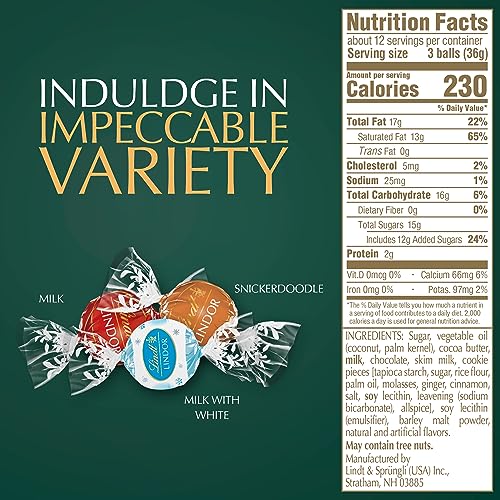 Lindt LINDOR Holiday Assorted Chocolate Truffles, 15.2 oz