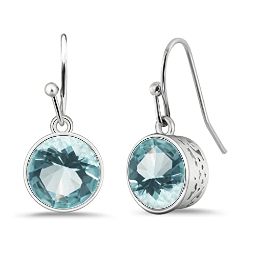 Aquamarine Dangle Earrings in Silver for Women