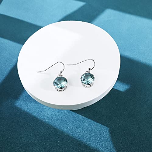 Aquamarine Dangle Earrings in Silver for Women