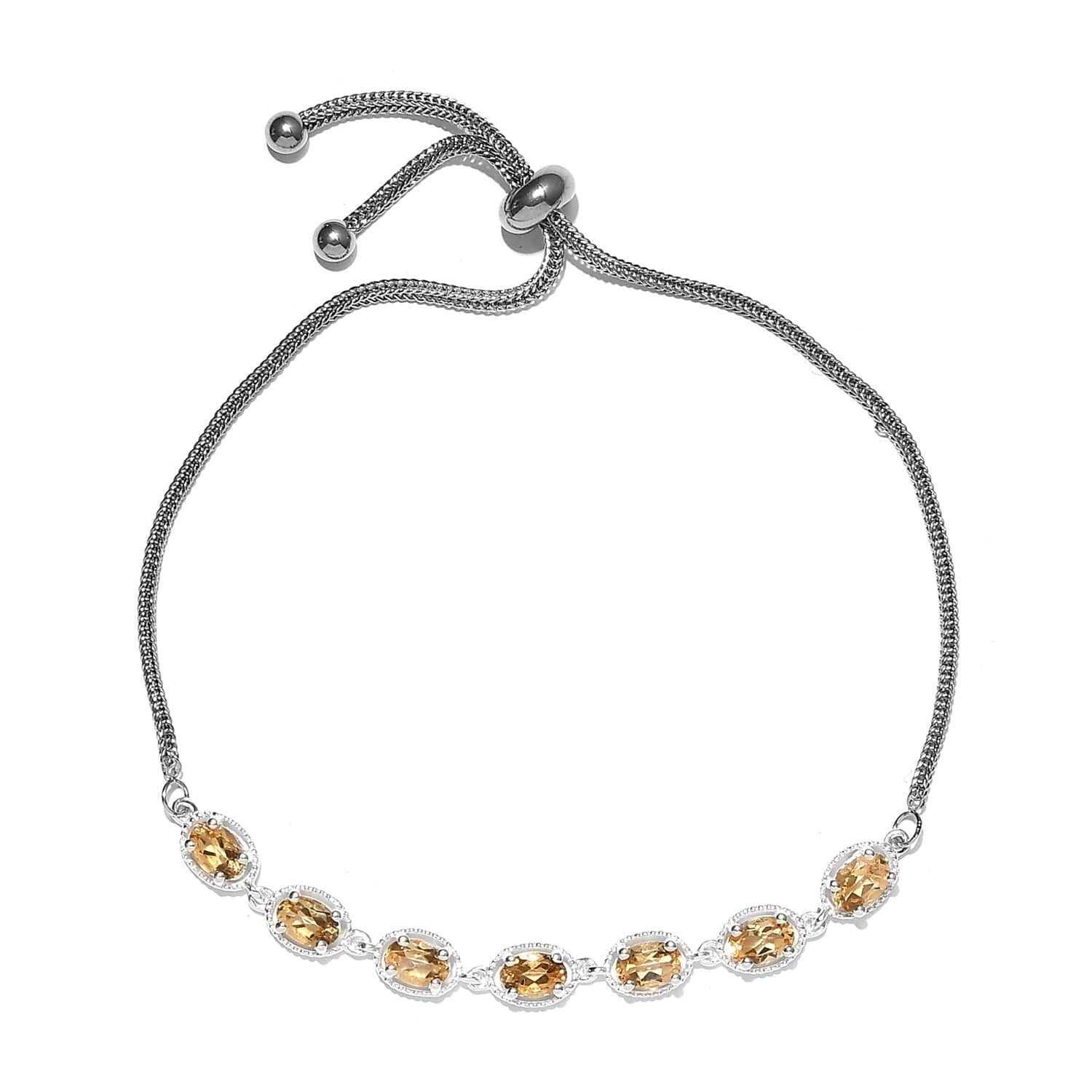 Silver Citrine Bolo Bracelet - Perfect Birthday Gift