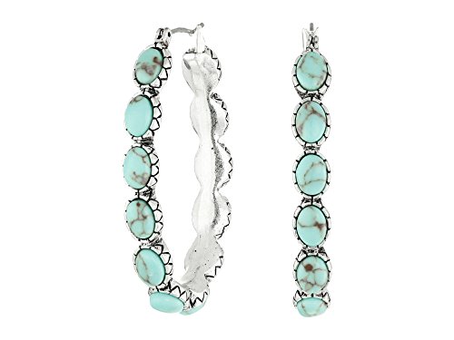 Silver-Tone Hoop Earrings with Faux Turquoise