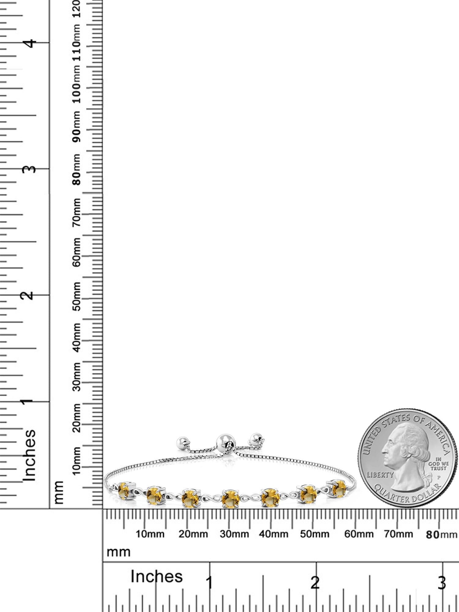 Yellow Citrine 2.24 Ct Sterling Silver Tennis Bracelet