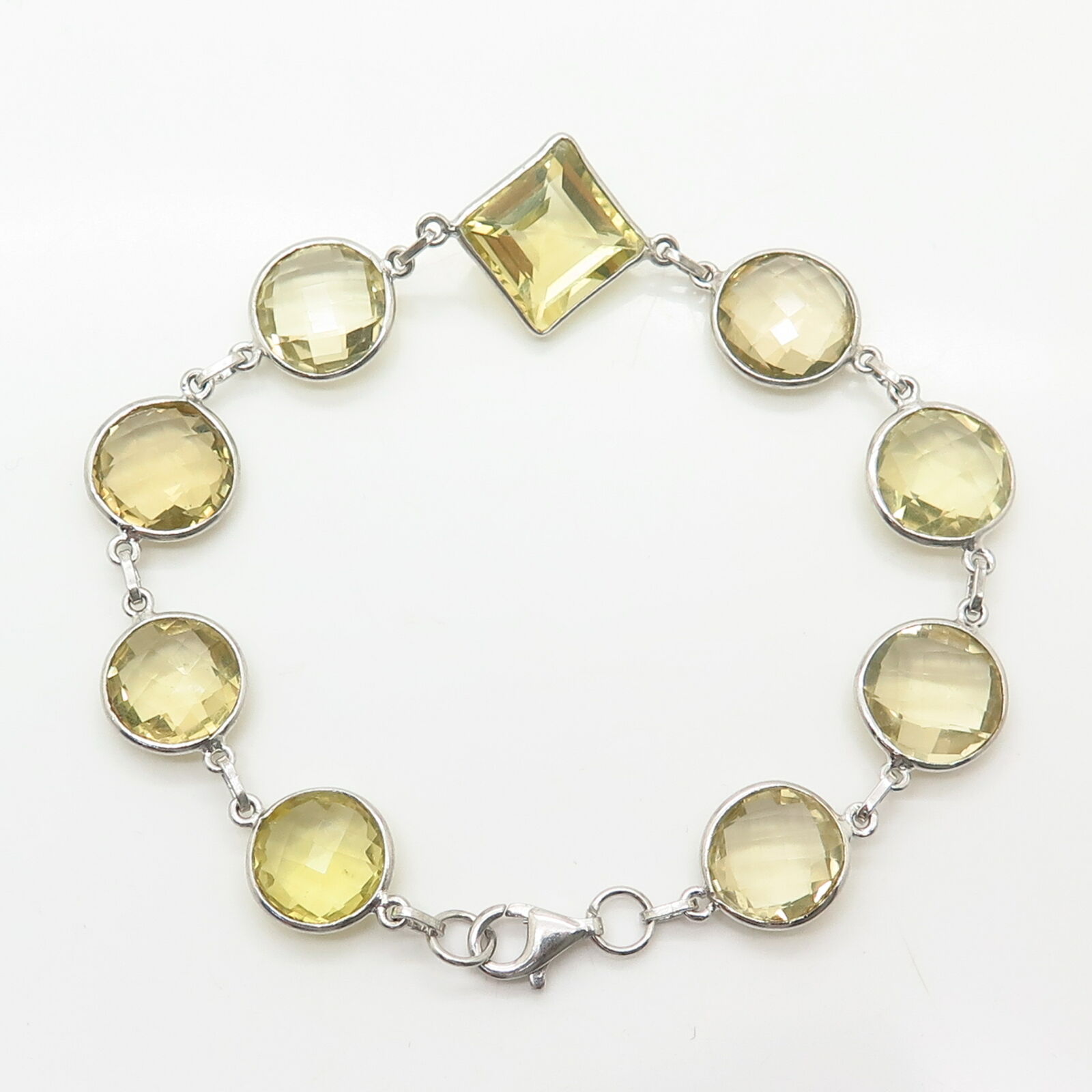 Lemon Citrine Gemstone Silver Lollipop Bracelet