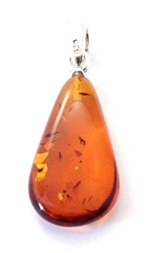 Baltic Amber Heart Pendant in Silver, Honey Color