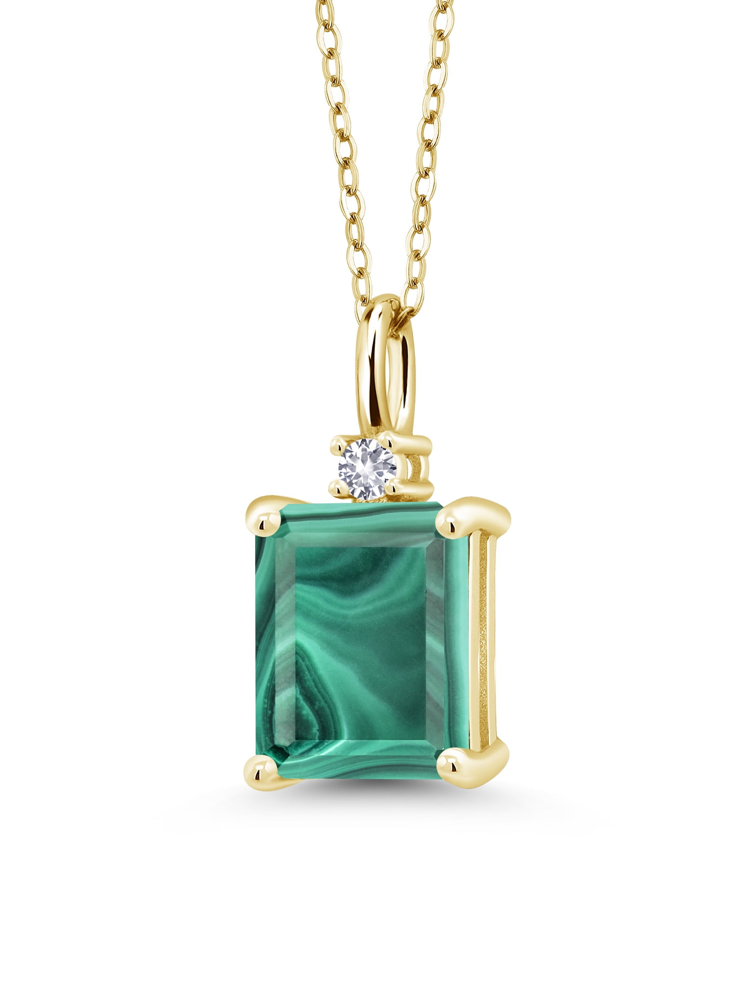 18K Gold Plated Green Malachite & Sapphire Pendant Necklace
