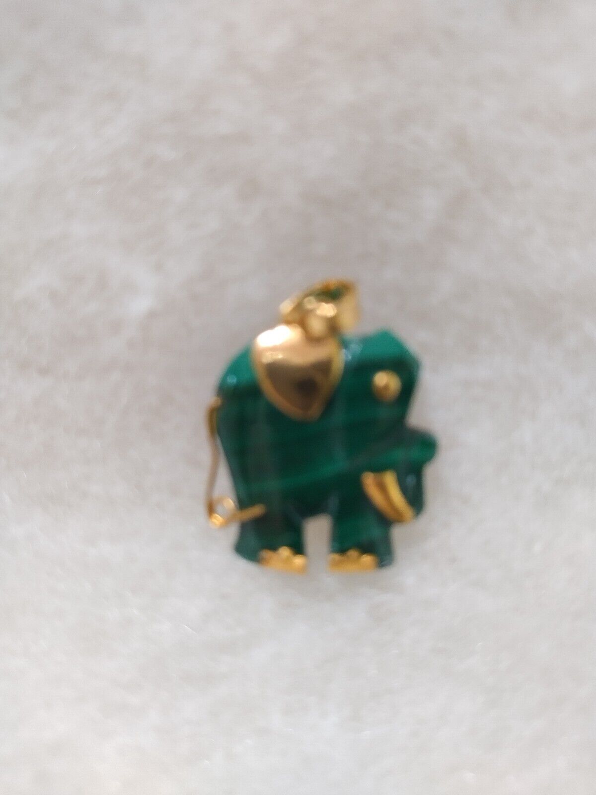 Malachite Elephant Pendant with Gold Highlights