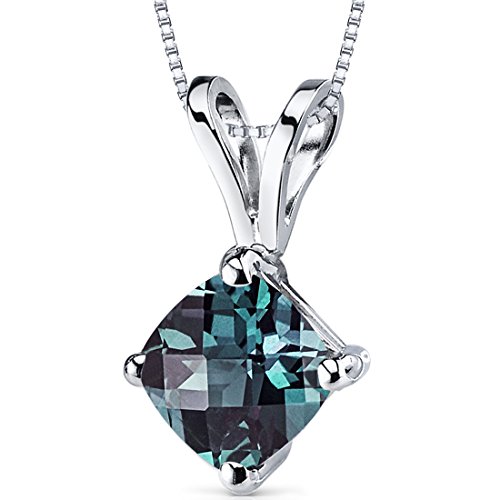 Cushion Cut Created Alexandrite Pendant in White Gold