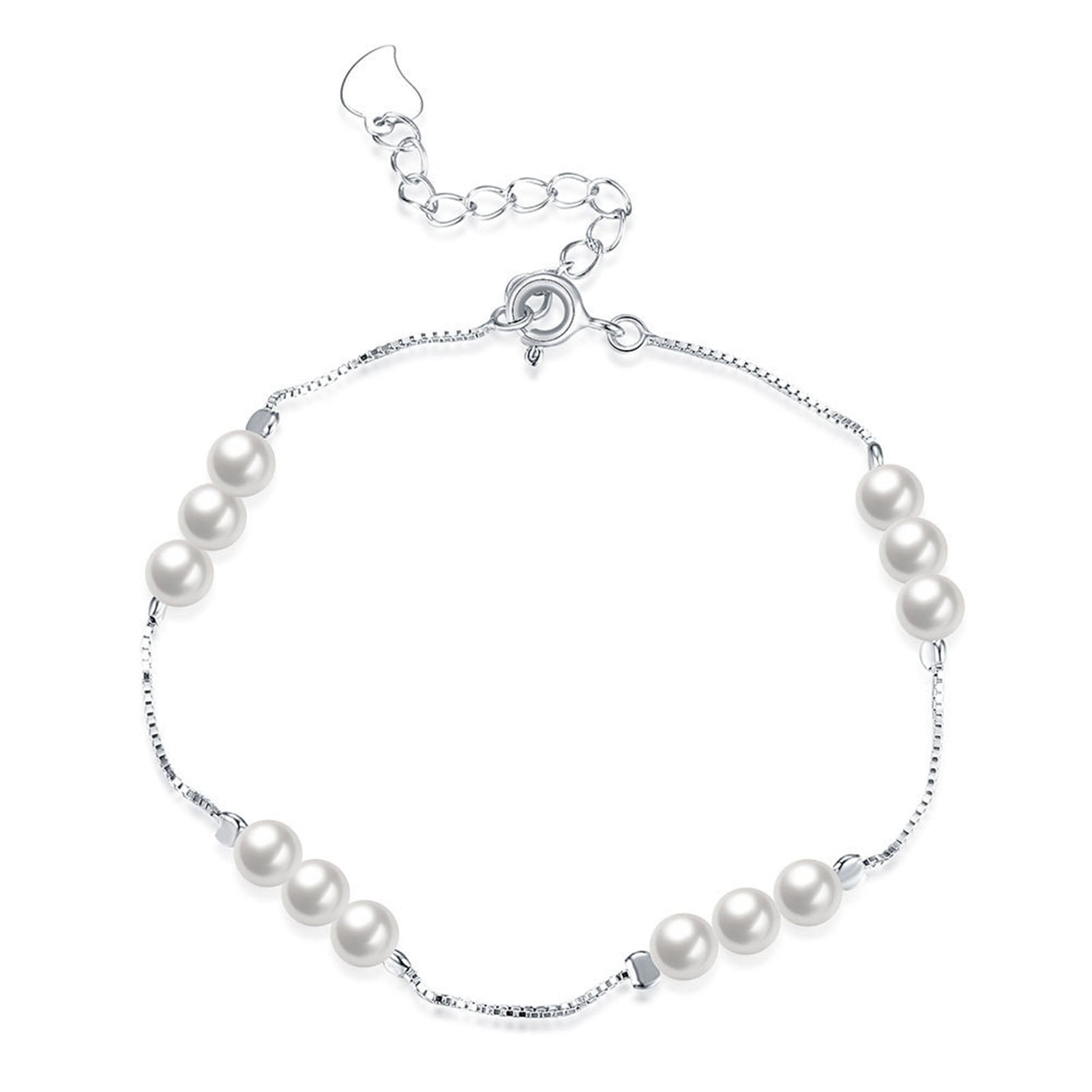 Delicate 925 Silver Faux Pearl Women’s Bracelet