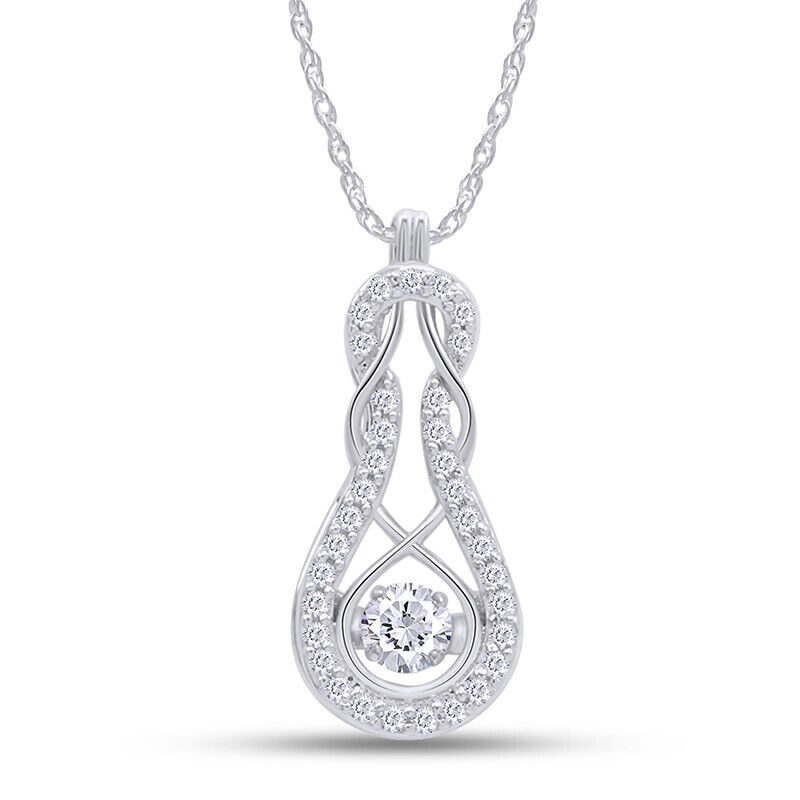 Dancing Diamond 10K White Gold Intertwined Pendant Necklace