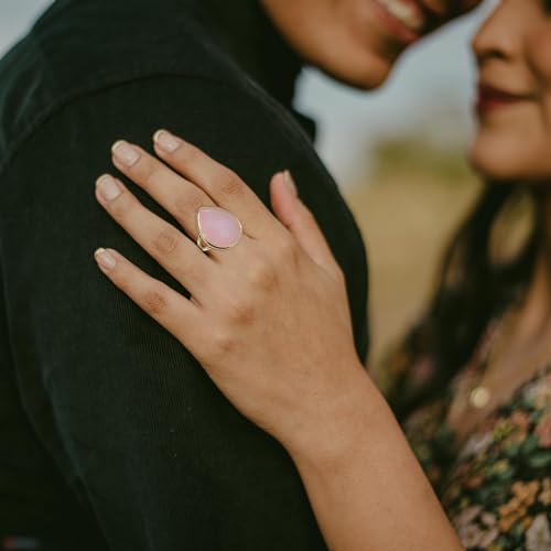 Boho Teardrop Rose Quartz & Green Fluorite Ring