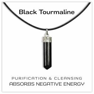 Raw Black Tourmaline Pendant Necklace for Stress Relief