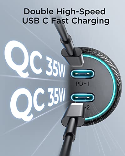 70W Dual USB-C Fast Car Charger Adapter