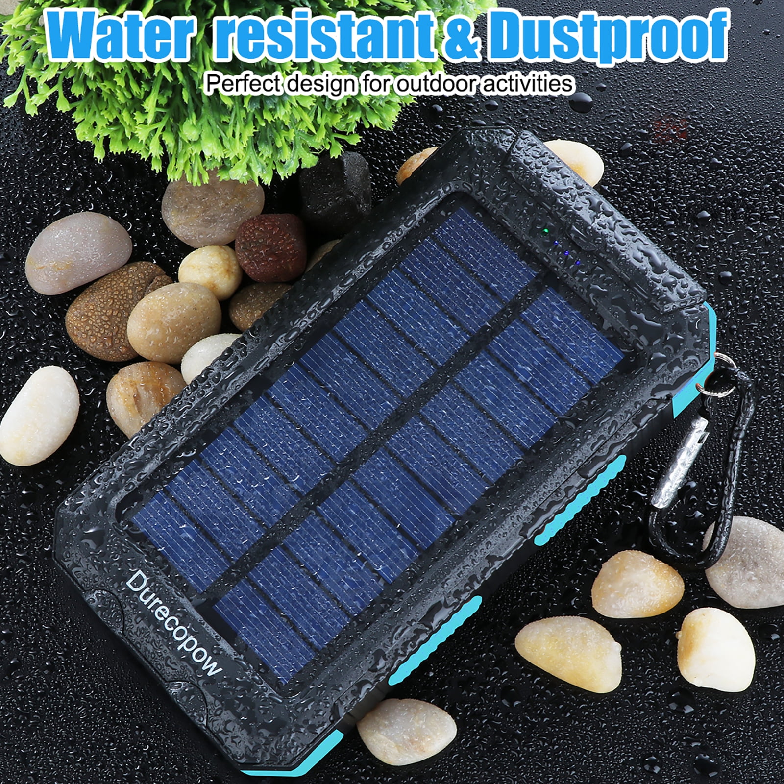 Durecopow 20000mAh Solar Power Bank with LED Compass