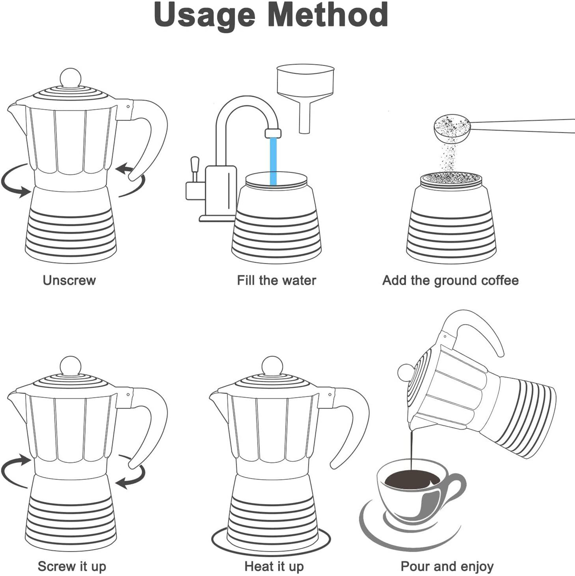 Kisrais Manual Aluminum Espresso Stovetop Coffee Maker