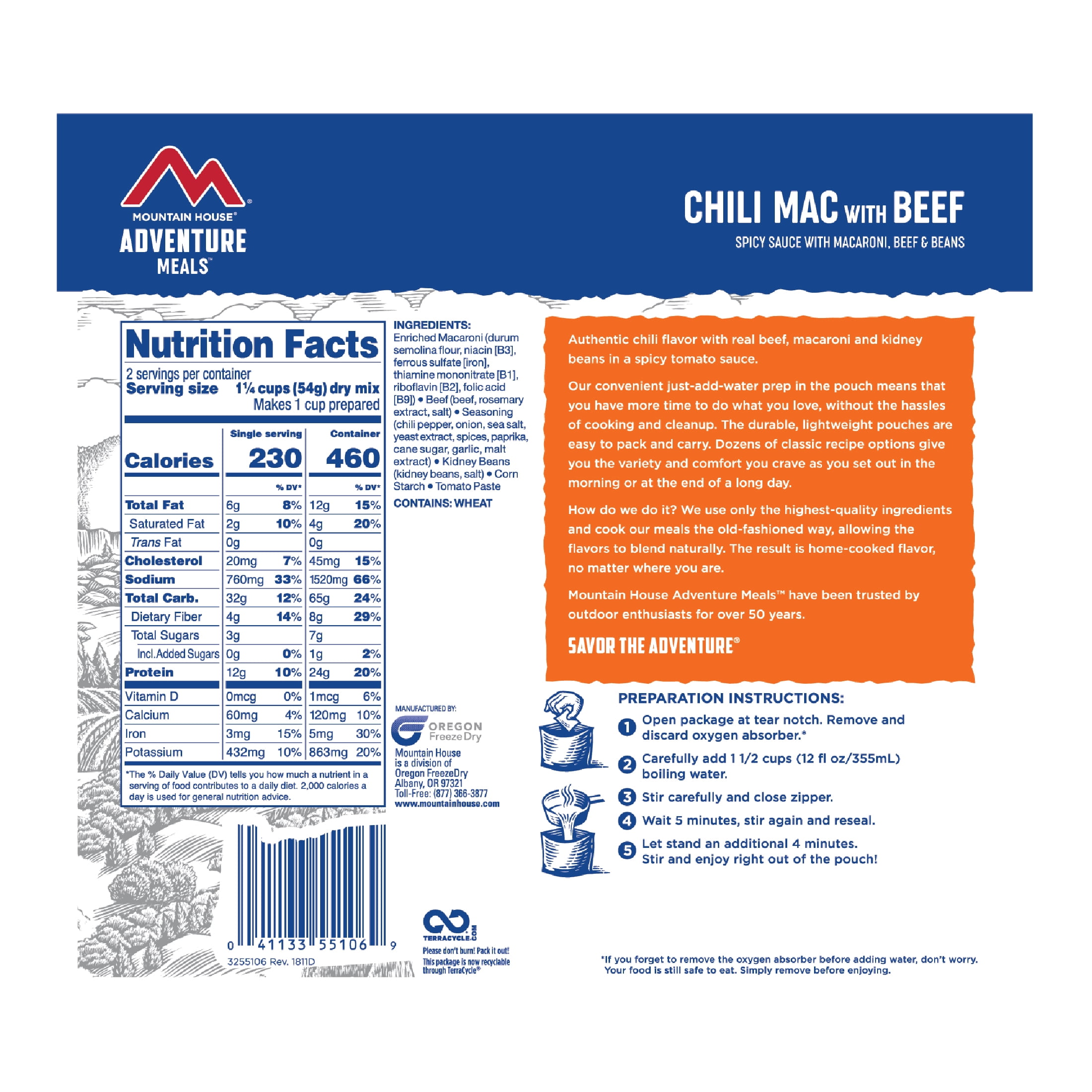 Chili Mac with Beef | Freeze-Dried Backpacking Meal