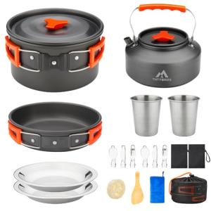 17-Piece Camping Cookware Set with Stainless Steel Utensils
