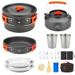 17-Piece Camping Cookware Set with Stainless Steel Utensils