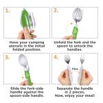 2-Piece Portable Camping Utensil Set - Green
