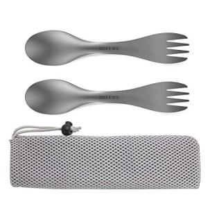 OUTXE Titanium Fork and Spoon Set for Camping