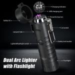 Windproof Electric Lighter with LED Flashlight & Fire Starter