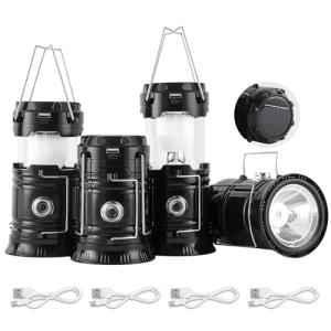 Lichamp Portable Solar Lantern - USB Rechargeable Flashlights