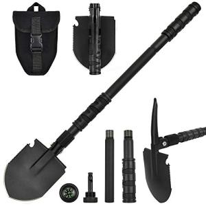 Yeacool 24.21" Folding Survival Shovel with Pickaxe