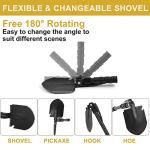 Yeacool 24.21" Folding Survival Shovel with Pickaxe