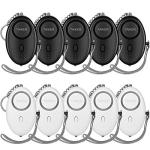 10 Pack Personal Alarm Keychains with LED Light