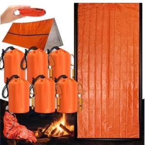 Portable Emergency Sleeping Bag with Whistle (6 Pack)