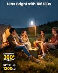 Glocusent Rechargeable LED Camping Lantern - 80Hrs, 1200LM