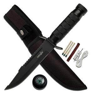 Survivor HK-695B Fixed Blade Knife, Serrated Edge