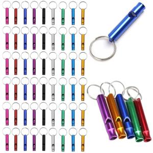 50 Pack Emergency Whistles with Keychain for Outdoors