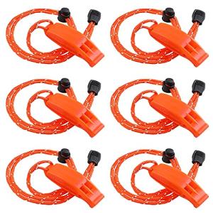 JULBEAR 6PCS Emergency Whistles with Lanyards