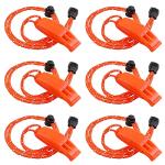 JULBEAR 6PCS Emergency Whistles with Lanyards