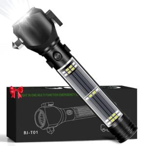 Solar Powered Tactical Flashlight with Multi-Function Tools