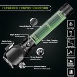 Solar Powered Tactical Flashlight with Multi-Function Tools