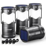 Lichamp 4-Pack Solar USB Rechargeable Camping Lanterns