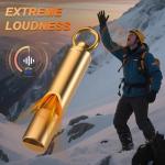 Brass Emergency Whistles with Tangle-Free Lanyard - 2 Pack